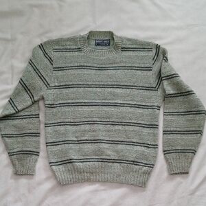 Men's Striped Crewneck Sweater - Gray Size MEDIUM